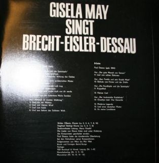 Gisela May Singt Brecht Eisler Dessau RARE Eternal Stereo