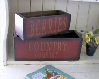 2pc Rustic Boxes Country Comfort Berries Kitchen Deco