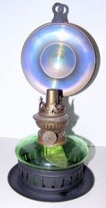 vintage kosmos brenner oil lamp green glass