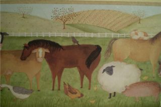 Valorie Evers Wenk Watercolor Farm Animals Border by Brewster