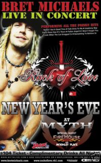 Bret Michaels Firehouse 2007 Concert Tour Poster Poison