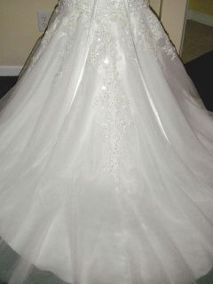  White Lacy Beaded Corset Mermaid Wedding Dress $614 Gown 3Y905
