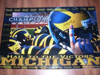 Rare 1997 Michigan Wolverines Team Signed Football Poster National 