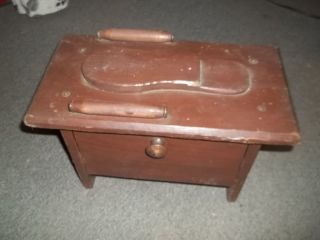 Vintage ????? Used Shoe Shine Wood Box Carry Case good for decor