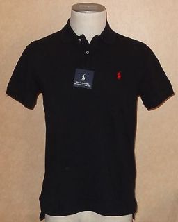 nwt ralph lauren custom fit solid black polo shirt l one day shipping 