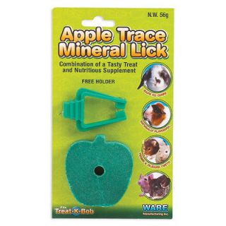 WARE GREEN APPLE MINERAL LICK WITH HOLDER SMALL ANIMAL TREAT CHEWS 