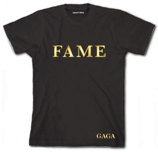 LADY GAGA FAME T SHIRT Haunting Kinky Fame Perfume logo Gold double 