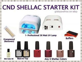 Piece CND Shellac Starter Kit with 36 Watt UV Lamp Set Free Gifts 