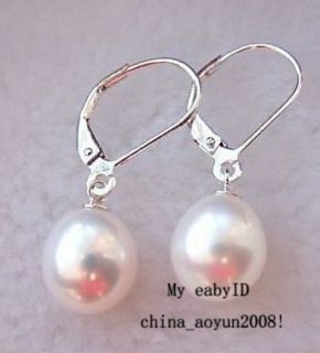 lady bridal jewelry earrings Women girl 8 9mm white Cultured pearl 