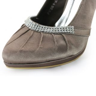   diamantes bridal mink ruched satin platform heels pumps shoes US 9