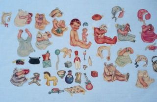   Circa 1940s Paper Doll Set Baby, Furniture, lots of Clothes & Toys