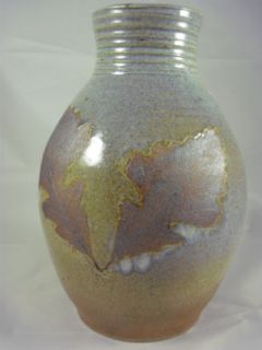 Blue Oak Leaf Hand Thrown Stoneware Pottery Vase POT880