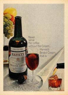 1965 Ad Harvey Bristol Cream Heublen Inc Liquor Bottle   ORIGINAL 