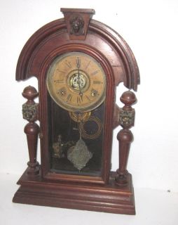 1880s walnut parlor clock with heads ingraham needs restorations
