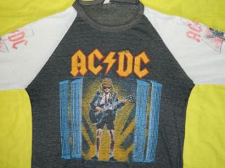 1986 AC/DC VINTAGE TOUR JERSEY PAPER THIN + SOFT T SHIRT WHO MADE 