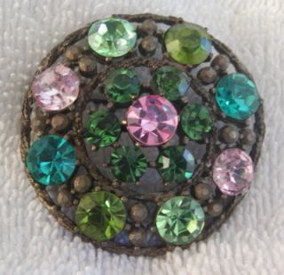   Vintage Weiss Signed Multi Colored Pave Rhinestone Brooch Pin