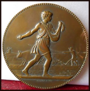 Cased Art Nouveau Bronze Medal The Antique Sower