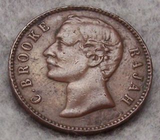 1870 British Sarawak Half Cent Rajah Brooke K5 ws