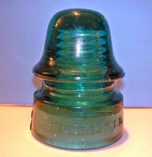 Deep Blue Green Brookfield Glass Co Signal Insulator