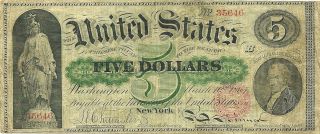 1863 $5 Legal Tender Union Civil War Currency The Original Greenback 