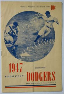 1947 BROOKLYN DODGERS BASEBALL PROGRAM JACKIE ROBINSON DEBUT VINTAGE 