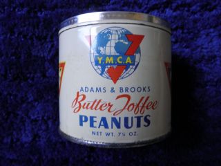 Adams Brooks Butter Toffee Peanuts Tin Can YMCA