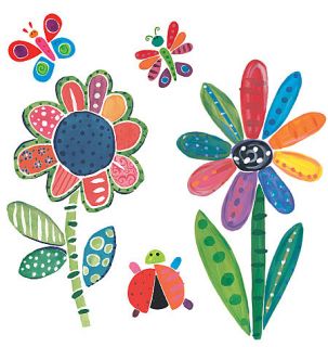 Wallies Jenny Faw Flowers & Bugs Kids Wall Art Mural/FREE SH