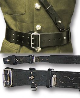 Sam Browne Leather Belt Cross Strap Brown or Black