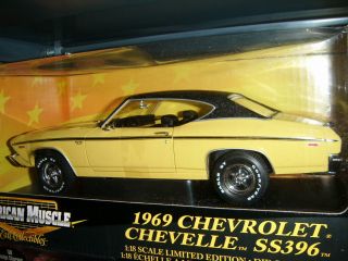 ERTL AMERICAN MUSCLE 1 18 SCALE 1969 CHEVROLET SS396 CHEVELLE YELLOW 