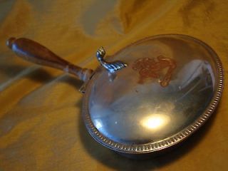   Silverplate on Copper SILENT BUTLER Ash Bin w/ HORSE & Wood Handle