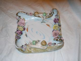 Best Rare Antique Porcelain Dish Cherubs Flowers Fish Pool Hand 