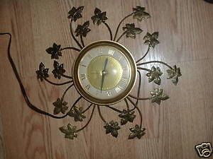 vintage united leaf sunburst style wall clock gold co time