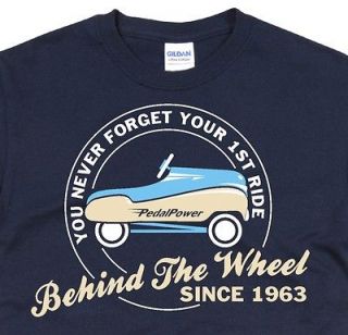 Vintage Toy Car Birthday T Shirt Funny Retro nostalgic Blue Pedal Car 