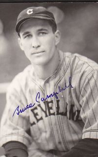 Bruce Campbell Autographed Cleveland Indians Vintage Rowe Postcard 