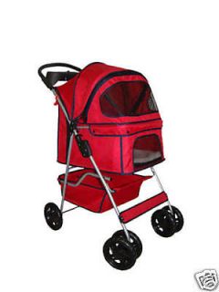 New Classic Fashion BestPet Red 4 Wheels Pet Dog Cat Stroller w 