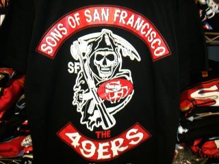 Sons of San Francisco 49ers SF T Shirt Black Skull Reaper Jim Coach 