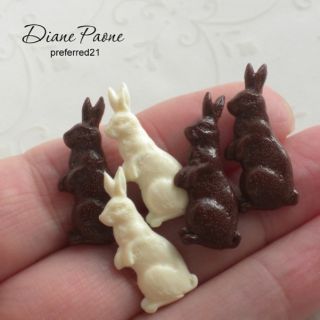 Chocolate Easter Bunnies Dollhouse Miniatures Easter Basket Supplies 
