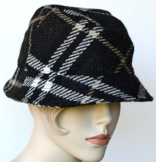 Burberry Authentic New Womens Bucket Hat Size s Check Plaid 100 Wool 