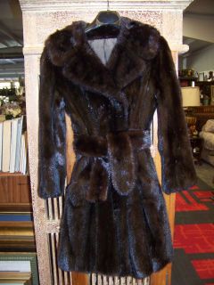   Genuine Mink Coat Black Brown w Storage Bag York Furs Buckhead