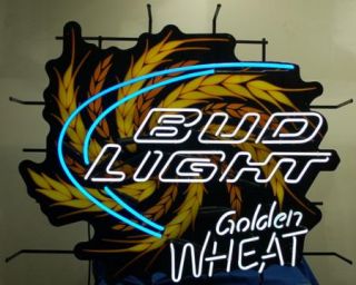 Large Neon Bud Light Golden Wheat beer sign