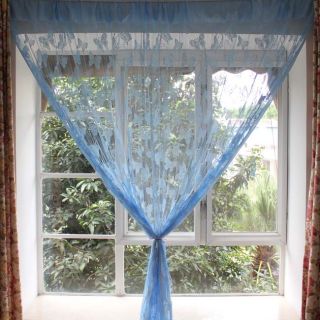 3x3 Imitated Silk Window Curtain Butterfly Pattern Purdah String 