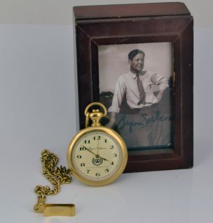 Byron Nelson Signed Commemorative Fossil Pocket Watch in Box 1270 2500 