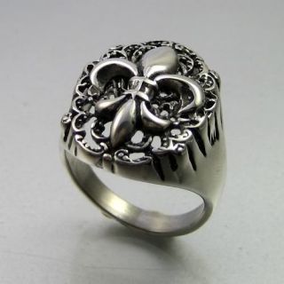    Biker Black Silver Stainless Steel Hollow Lance Mens Ring Size 13