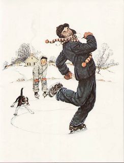 Norman Rockwell Print Grandpa and Me Winter Ice Skating
