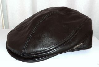   Mens Distressed Genuine Leather Ivy Cap Cabbie Hat Golf