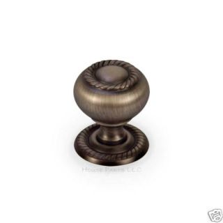 Rope Cabinet Knobs w Backplate Bright Nickel Burnished
