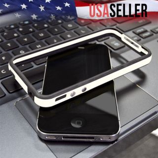 Bumper Case Frame Cover TPU w/ Metal Buttons For Apple iPhone 4 S 4S 