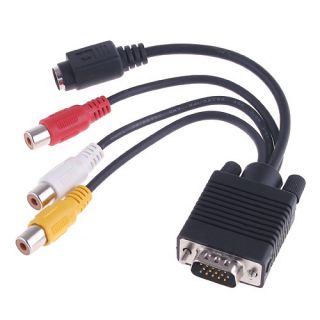 New PC VGA to s Video AV RCA TV Out Converter Adapter Cable