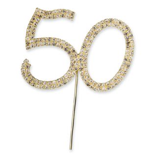   50th Birthday Gold Crystal Anniversary Number Cake Topper