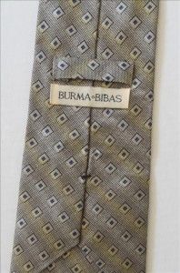 Burma Bibas  Gray Silk Mens Neck Tie Squares Geometric Yellow 